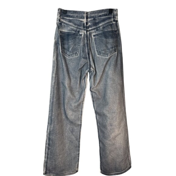 ZARA Size 2 High-Waisted Wide-Leg Jeans Blue Denim White Contrast - Picture 3 of 16